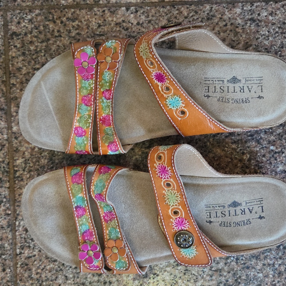 Colorful Floral L'Artiste Sandals.